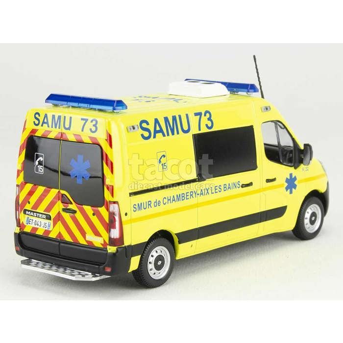 Miniatura colecionável de carro - NOREV - Renault Master III Ambulância SAMU 73 2014 - Escala 1/43 - Metal para montar