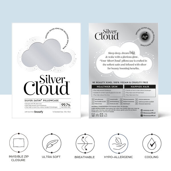 Silver Cloud Kissenbezüge aus silbernem Satin, 4er-Pack