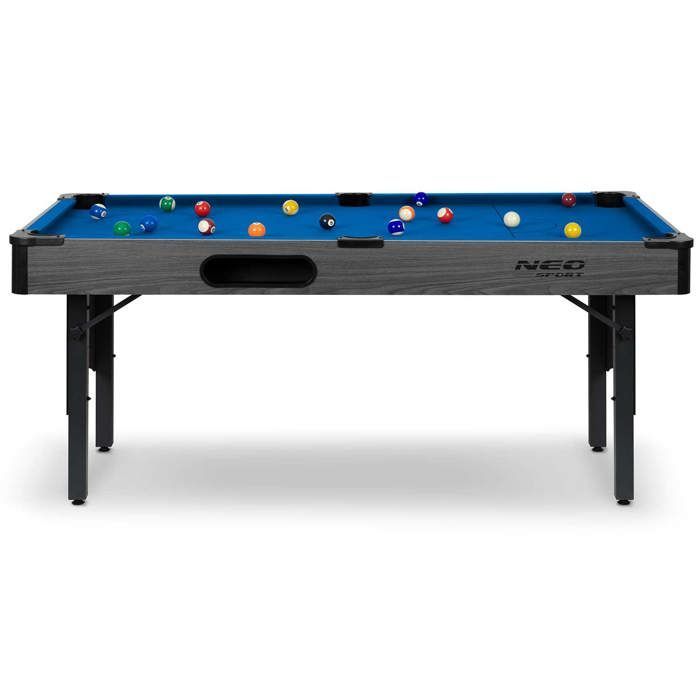 Mesa de bilhar de 1,83 m (6 pés) - Neo-Sport - Modelo NS-809 - 178 x 95 x 80 cm - 16 bolas - 2 tacos de 92 cm - 6 caçapas com guia