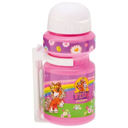 Fľaša na vodu Filly Unicorn so stojanom, fialová, biele viečko 300 ml