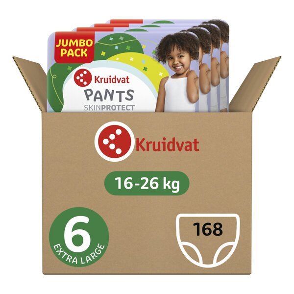 Kruidvat 6 ekstra velikih plenic, velikost 6 (16–26 kg), 168 kosov