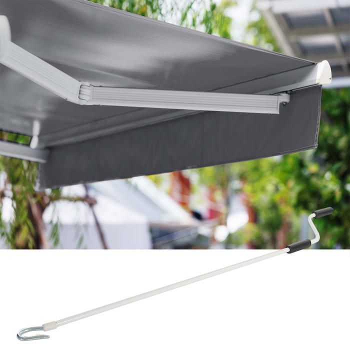 Toboli Store banne rétractable manuel – 3,5 x 3 m – Anthracite – Montage mural – Marquise solaire Auvent Pare-soleil pour terrasse e