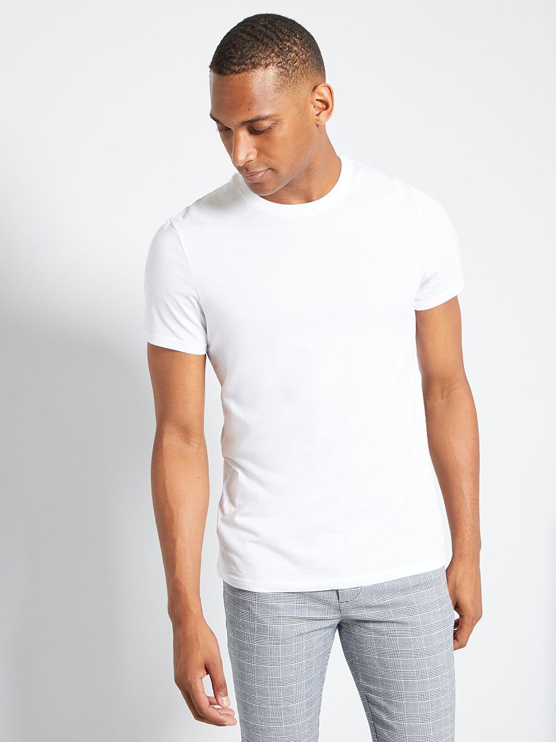 Effen recht model T-shirt van jersey - wit