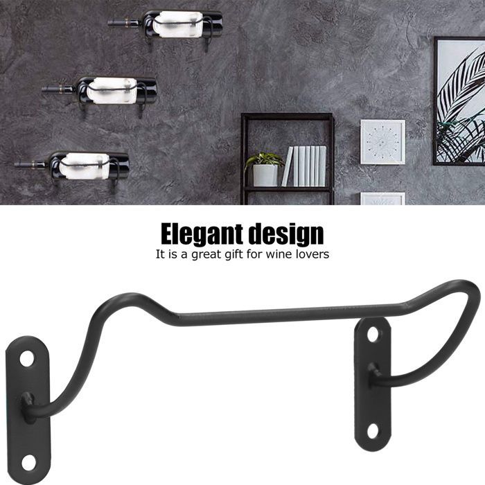 Porte-bouteilles mural simple et innovant en fer, lot de 4, pour la maison, le bureau ou le salon. Label