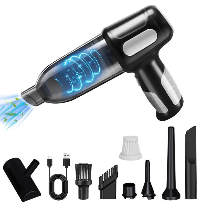Car vacuum cleaner, multi-functional cordless vacuum cleaner, powerful handheld vacuum cleaner 6000/10000pa (black (10000pa))