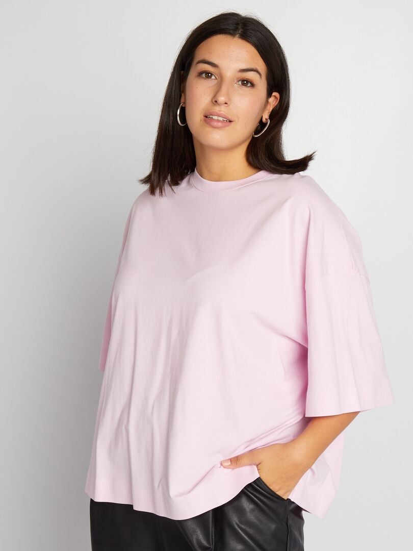 Camiseta folgada de manga curta - ROSA