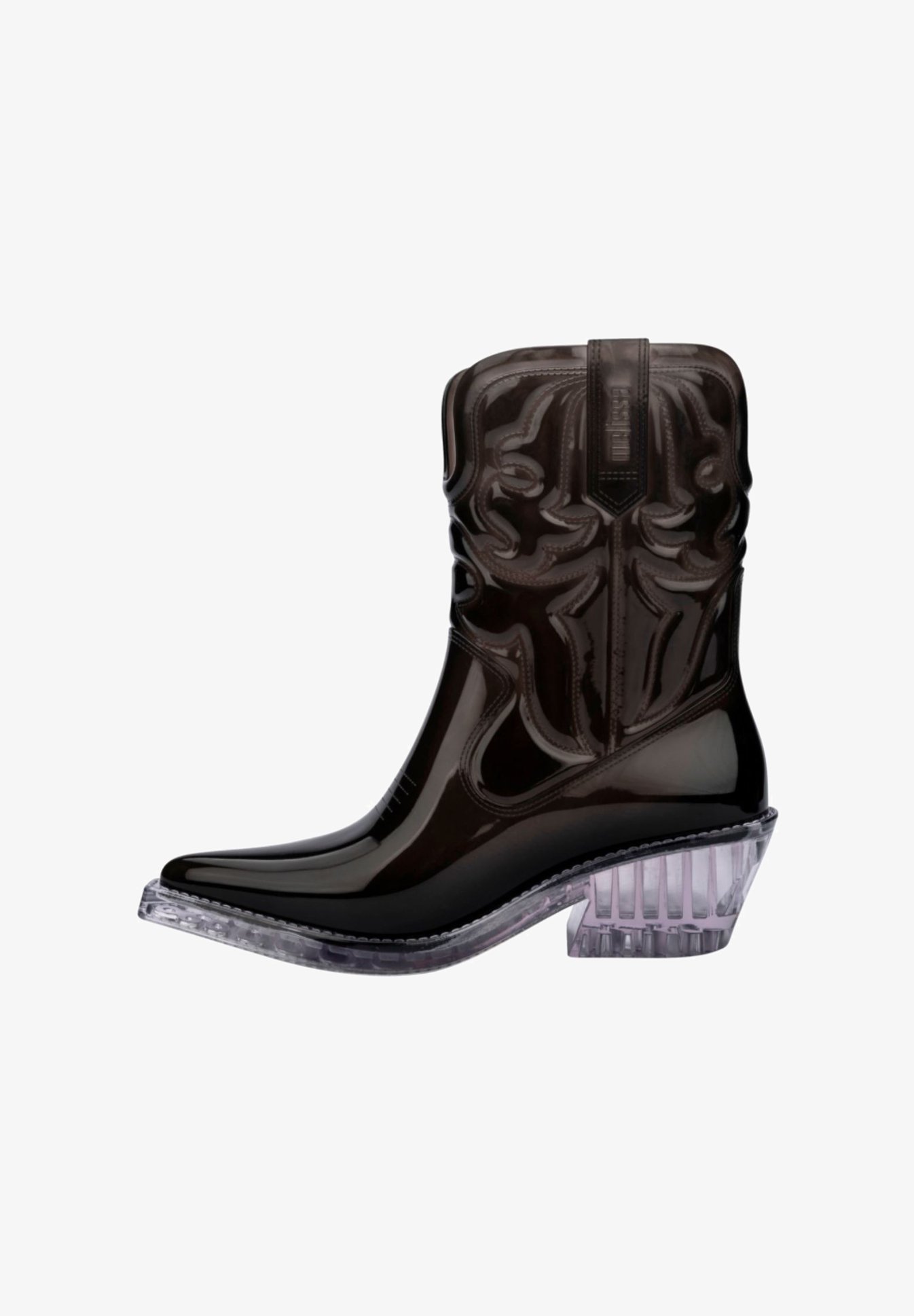 Melissa TEXAS – Cowboy-/Bikerstiefel – schwarz transparent/glas