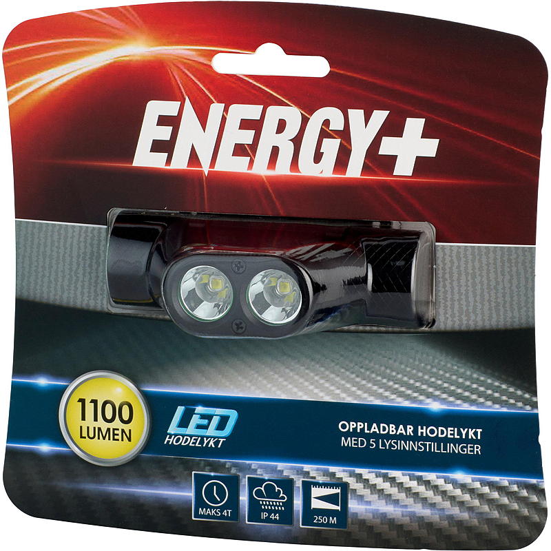 Energihodelykt LED 1100 lumen, oppladbar