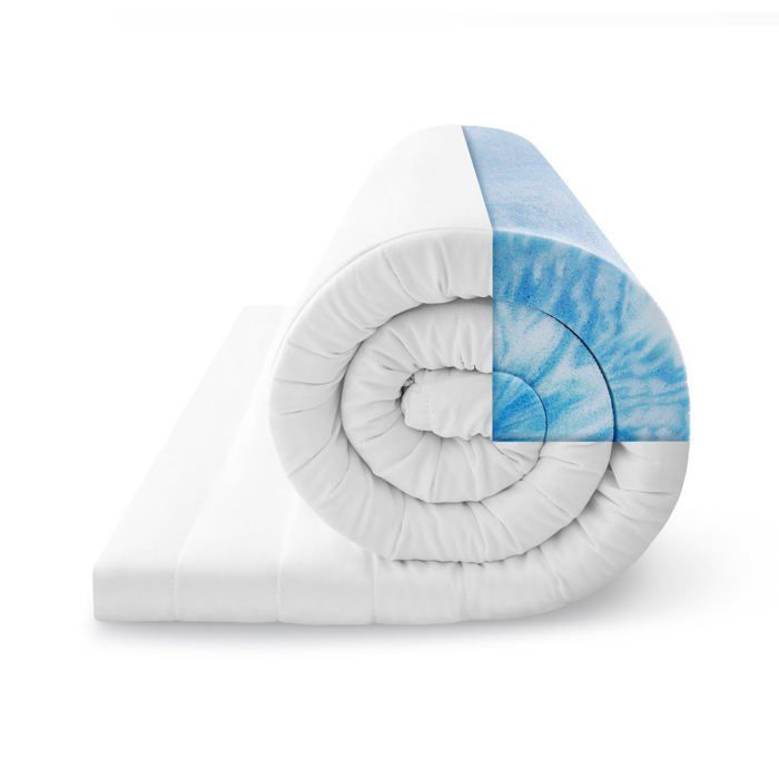 Cubrecolchón de espuma de gel de 180x200 cm - 5 cm de grosor - Funda de microfibra suave - Cubrecolchón mullido - Materiales higiénicos