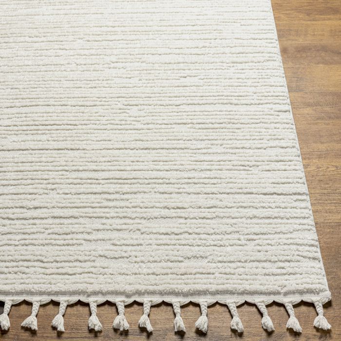 LIVABLISS Zacht Scandinavisch Boheems vloerkleed met korte pool TATUM voor de woonkamer 160x213cm Lichtgrijs/Ivoor
