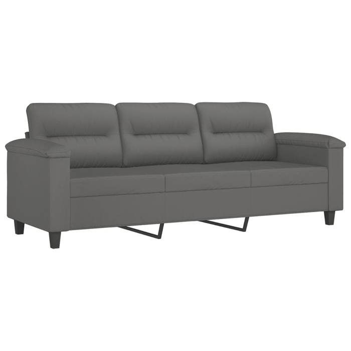 Set divano in microfibra - vidaXL - 3 pezzi - Grigio scuro - Tessuto in microfibra - Dimensioni poltrona: 90x77x80 cm
