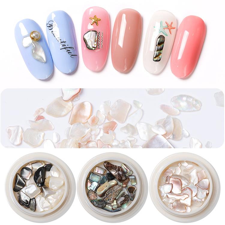 1 boîte de paillettes coquillage pour nail art, vernis gel UV, décoration d'ongles, accessoires pour nail art, pièces de coquillage