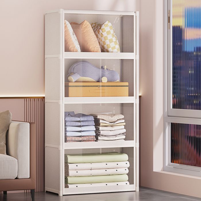 Estantería de 4 niveles, mueble alto para libros y decoración para salón, oficina o dormitorio, 64x30x139cm, blanca.