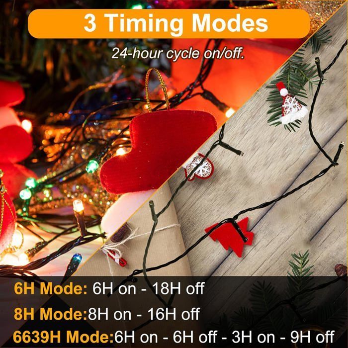 Guirnalda de luces LED navideñas de 30 m, resistente al agua, 8 modos - Decoración interior/exterior para árboles, patios y bodas - SANYU