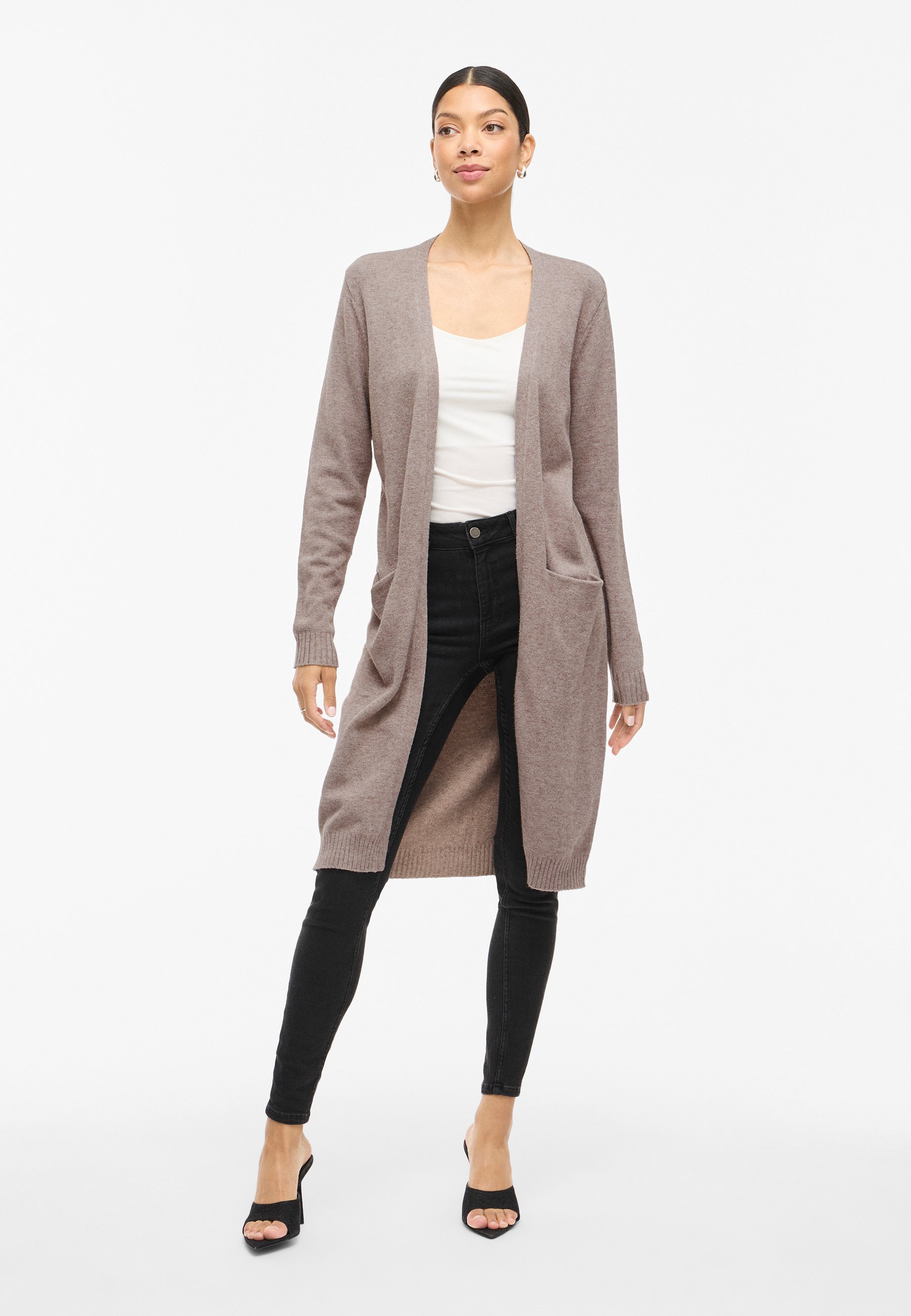 VILA VIRIL LANGE CARDIGAN - Cardigan - bruin