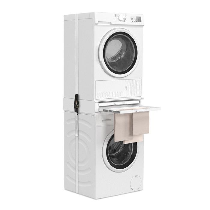 IDMARKET Kit de superposition universel lave linge et sèche linge avec tablette et séchoir