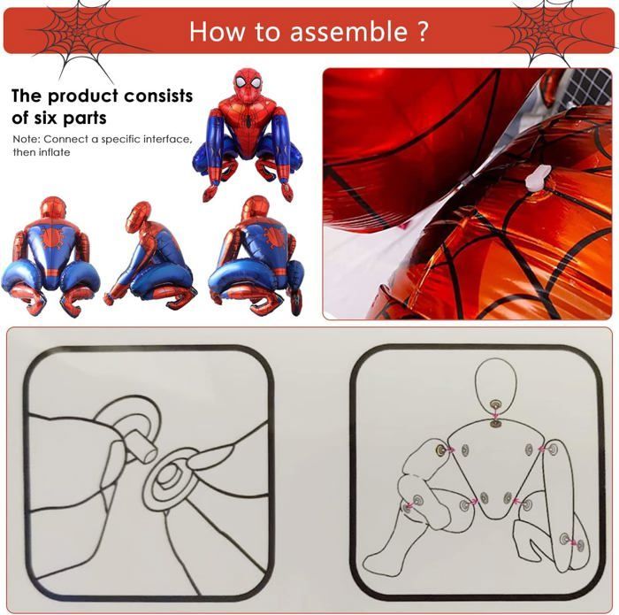 Uppblåsbar boll - Spiderman 3D - Aluminium - 55x63cm - Röd/Blå