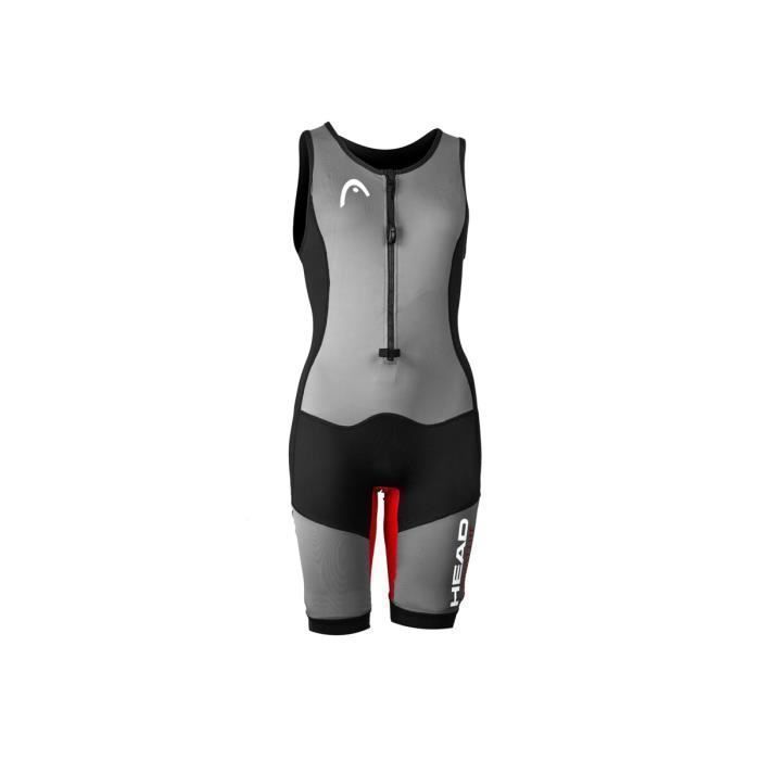 HEAD Sr Myboost Lite Damen-Swimrun-Anzug, ärmellos, Schwarz/Silber/Rot - Größe 2XS