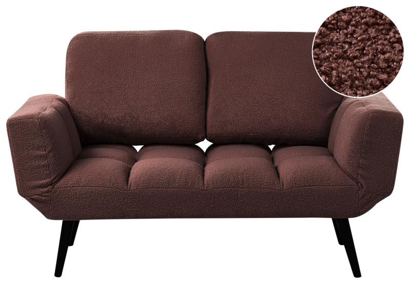 Sofa rozkładana brązowa boucle