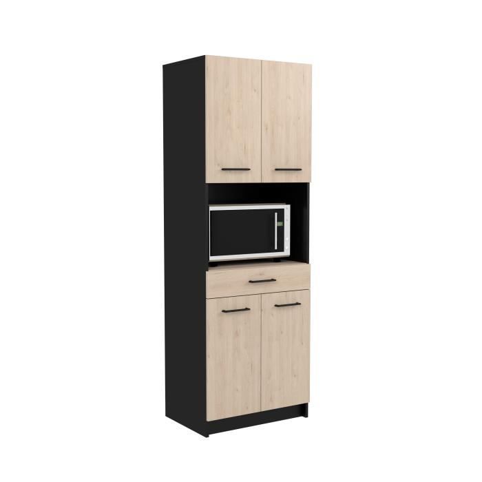 IDEM keukendressoir - Eikenhout en zwarte afwerking - 4 deuren + 1 lade - B 60 x D 42 x H 177 cm