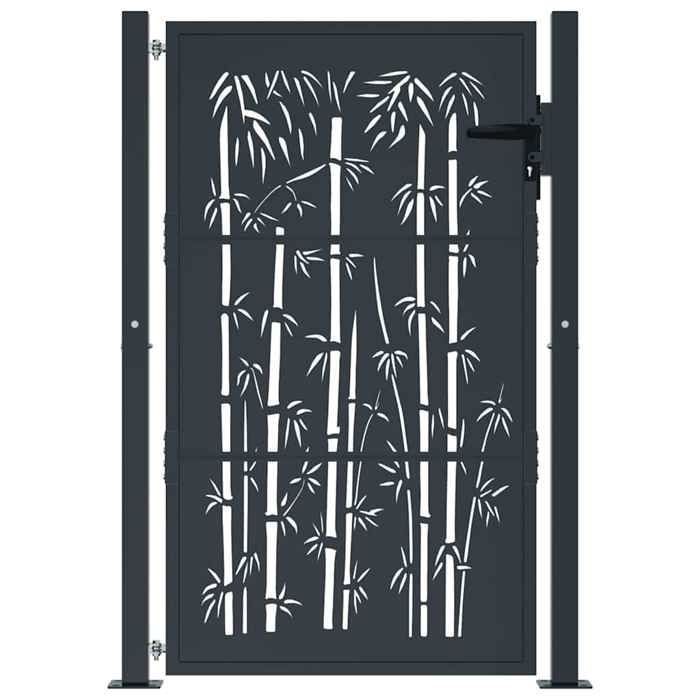 vidaXL Garden Gate, Patio Gate, Security Barrier, Outdoor Terrace Gate, Anthracite 105x155 cm Steel 153181