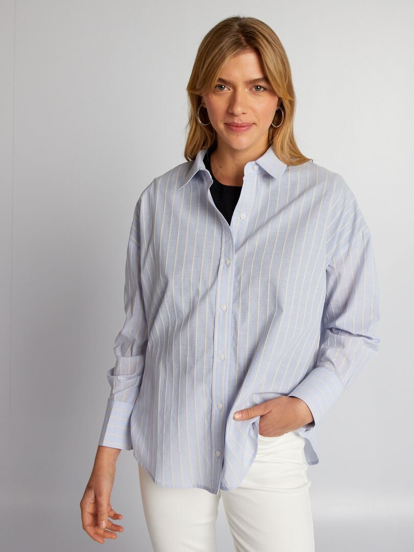 Oversized gestreept shirt - BLAUW