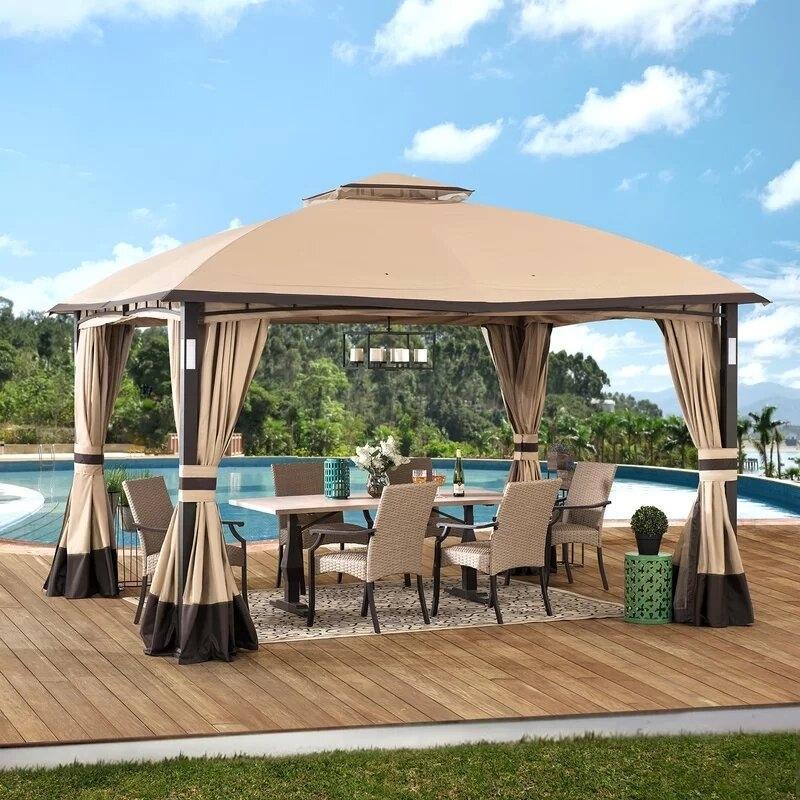 Gazebo de aço para pátio Moorehead, 3,65 m de largura x 3 m de profundidade