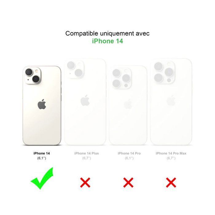 Funda transparente antigolpes EVETANE compatible con iPhone 14 + 2 protectores de pantalla