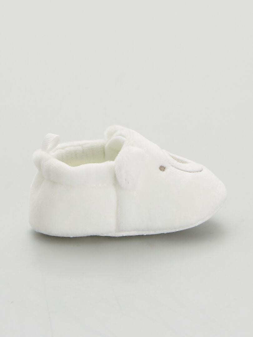 Babyfluwelen slippers - wit