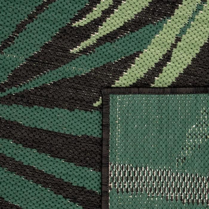 Alfombra de exterior Paco Home para patio, sala de estar, cocina, estampado floral bohemio con palmeras, verde y negro, 120x170 cm