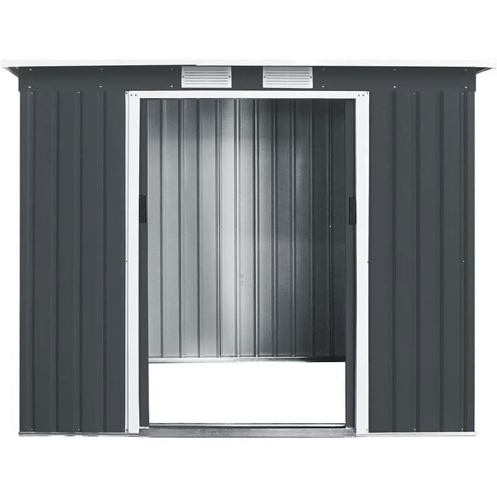 Caseta de jardín metálica RELAX4LIFE de 4,1 m³ - 2,37 m² - 213 x 130 x 173 cm - Acero galvanizado - Puertas correderas - Caseta de jardín exterior