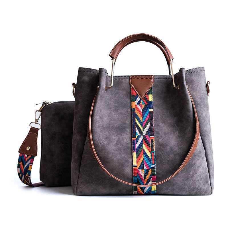 Sac à main femme automne-hiver 2019, sac seau simple à ruban, sac bandoulière deux pièces en tissu mat