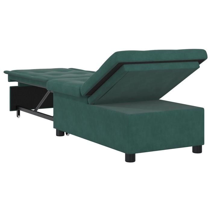 212713 & Divano letto 3 in 1, lettino trasformabile, pieghevole, in velluto verde scuro