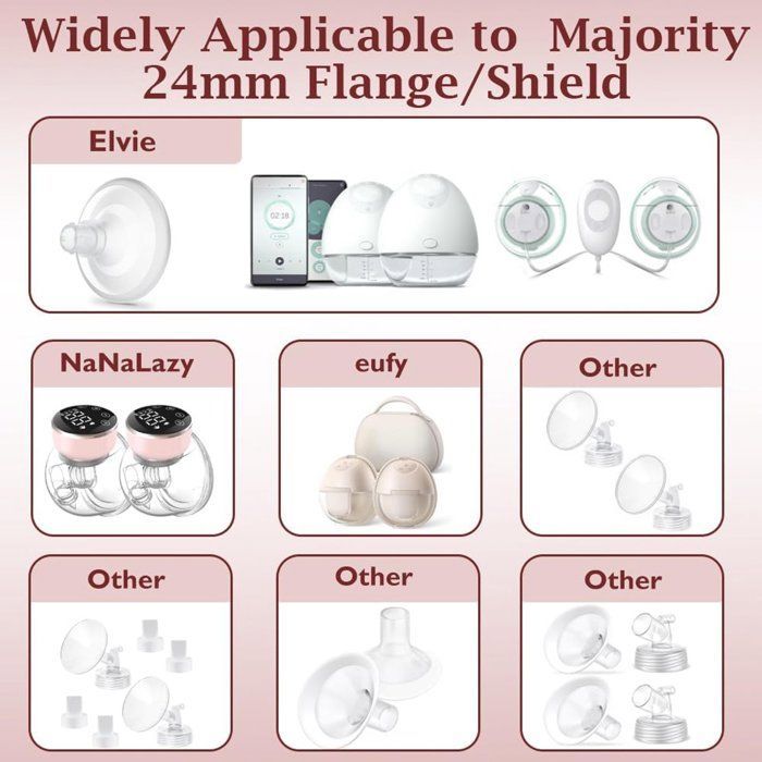 Juego de 10 adaptadores de brida - 13/15/17/19/21 mm - Compatibles con extractores de leche Momcozy M9/M6/M5 y otros extractores de leche de 24 mm.