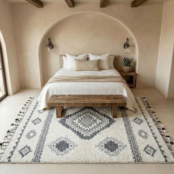 Tapis berbère à effet relief crème 197x290