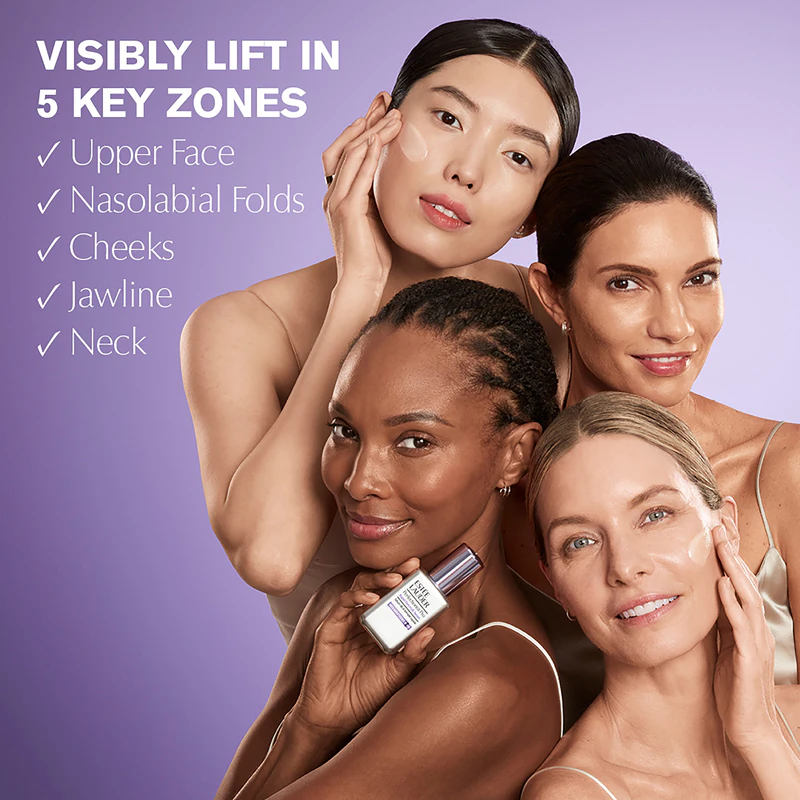 Sérum Estée Lauder Perfectionist Pro Rapid Firm + Lift com Hexapeptídeos 8 + 9, sérum firmador antirrugas com efeito suavizante.