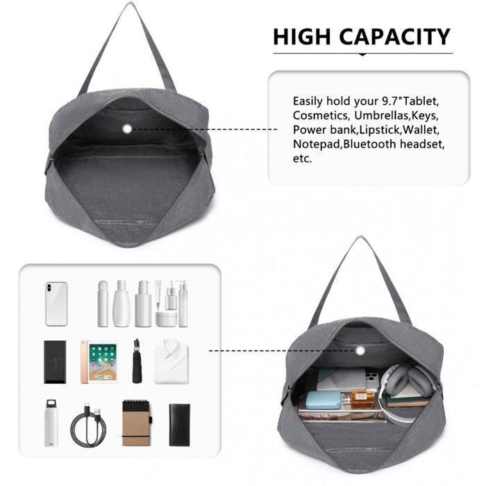 Bolsa de viaje plegable Kono, bolsa de cabina de 45x32x14cm, bolsa deportiva plegable grande con múltiples bolsillos, impermeable y resistente al desgaste, color gris.