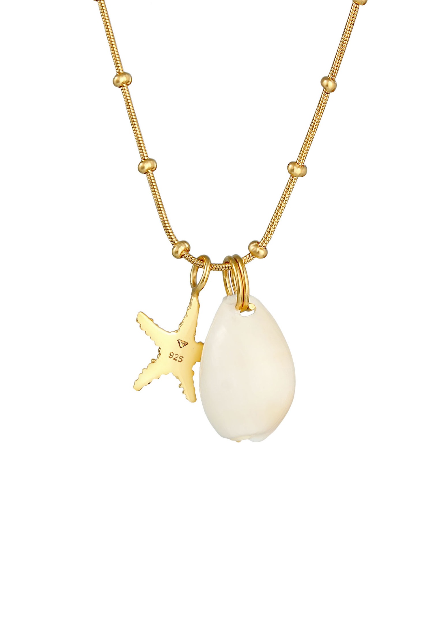 Elli Pendentif étoile de mer en coquille de kauri pour femme Tendance estivale en argent sterling 925 plaqué or