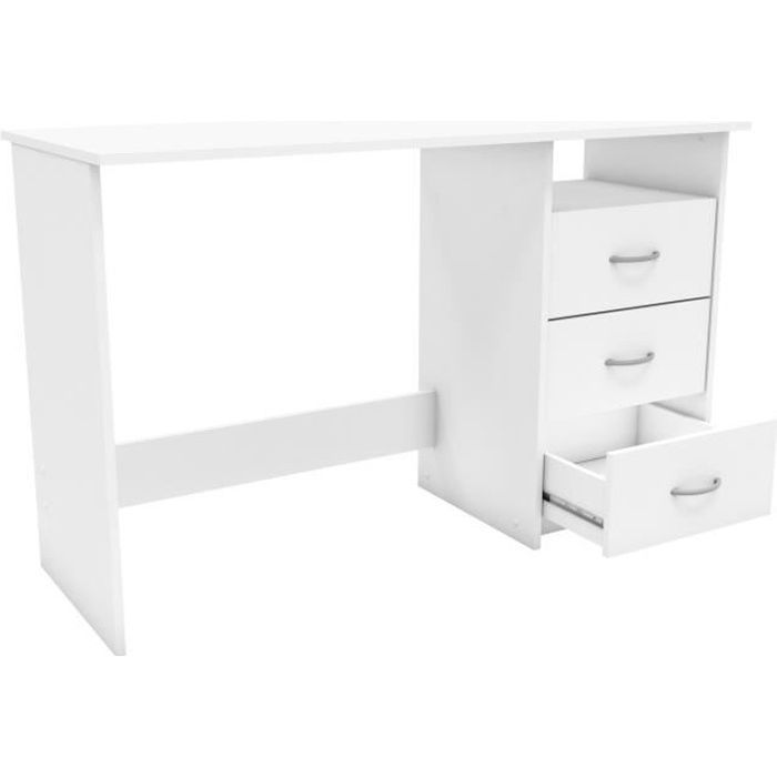 Escritorio de estilo contemporáneo en blanco perla - DEMEYERE - ARISTOTLE - 123 cm - 3 cajones