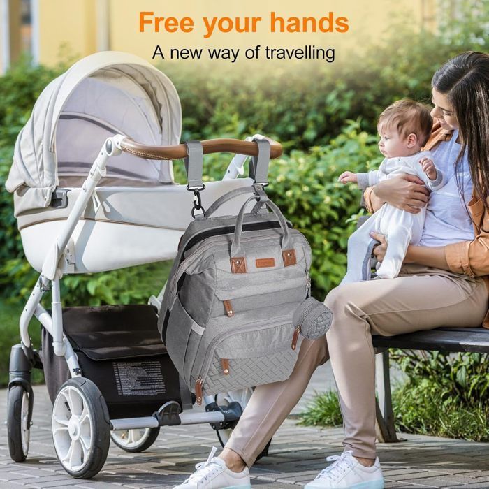 Sac à Dos à Langer pour Bébé,Sac de Voyage avec Lit de Bébé Portable,Grande Capacité Sac à Couches Multifonction Imperméable