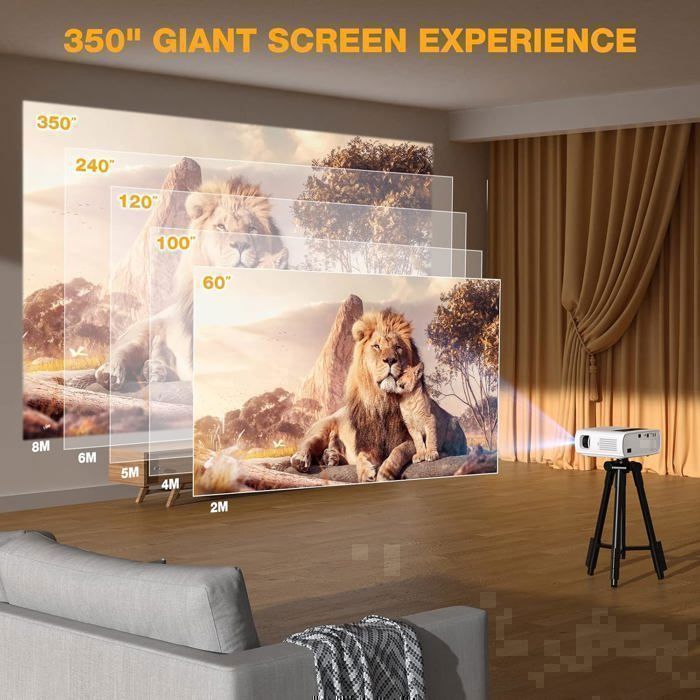Video Projector, WiFi 5G Bluetooth Video Projector, 25000 Lux Native 1080P Full HD 4K Supported Retro Projector, 350