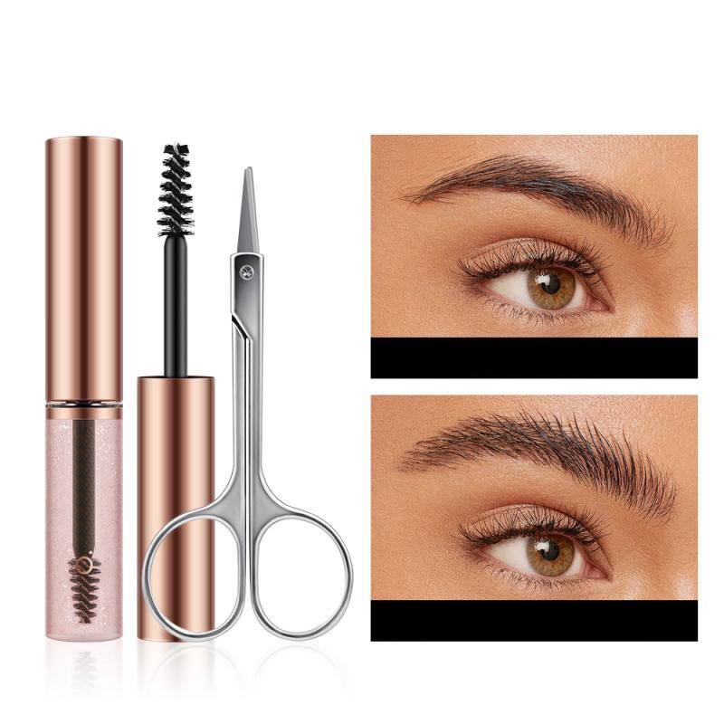Gel à sourcils waterproof pour sculpter et coiffer les sourcils, séchage rapide et longue tenue, avec ciseaux TSLM1