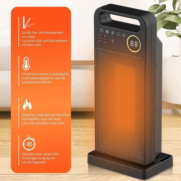 Radiateur Soufflant - FIMEI - 2000W - Télécommande - Oscillation 70° - Minuterie 2-12h