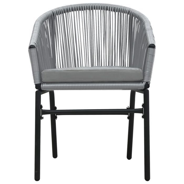 Garden dining set - BURKE - 3 pieces - Grey - Table 80x80x74 cm - Chair 58x58x78 cm - PVC rattan
