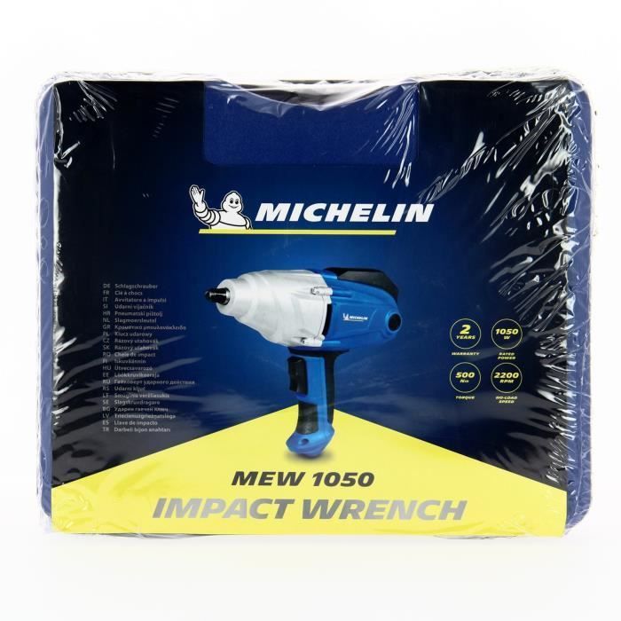 Llave de impacto MICHELIN de 230 V y 1050 W - Destornillador/Extractor de impacto - 2200 rpm - Par de apriete: 150-350 Nm (en sentido horario), 500 Nm (en sentido antihorario)