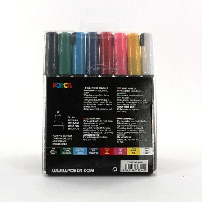 POSCA Marker - PC1MR - Extrafeine Spitze - Permanent - Grundfarben