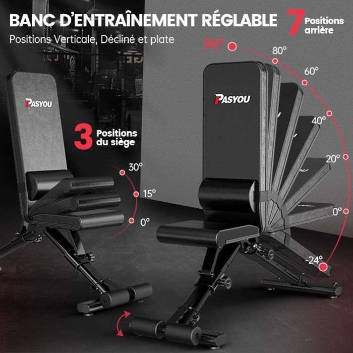 Weight bench - PASYOU - PA500 - Foldable - Adjustable (7 positions) - Load capacity 400 kg