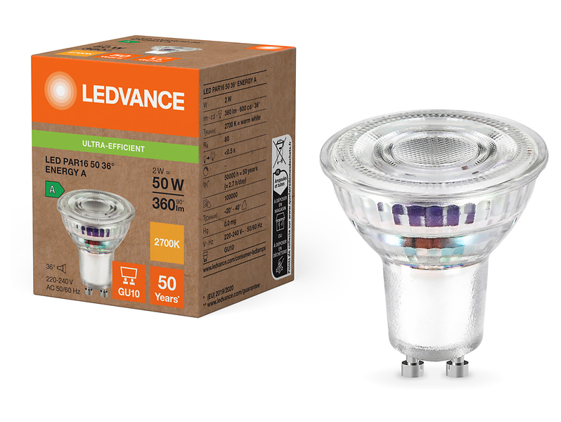 Żarówka LED GU10 2W z ciepłą barwą światła