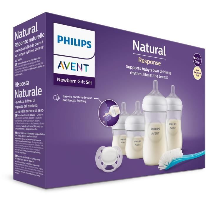 Newborn Kit - PHILIPS AVENT - Natural 3.0 - 2 x 125ml Bottles + 2 x 260ml Bottles + Ultra Soft Soother 0-6M + Bottle Brush