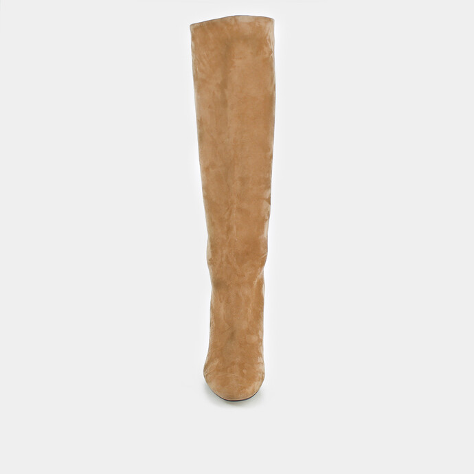 Bottes hautes  en velours camel